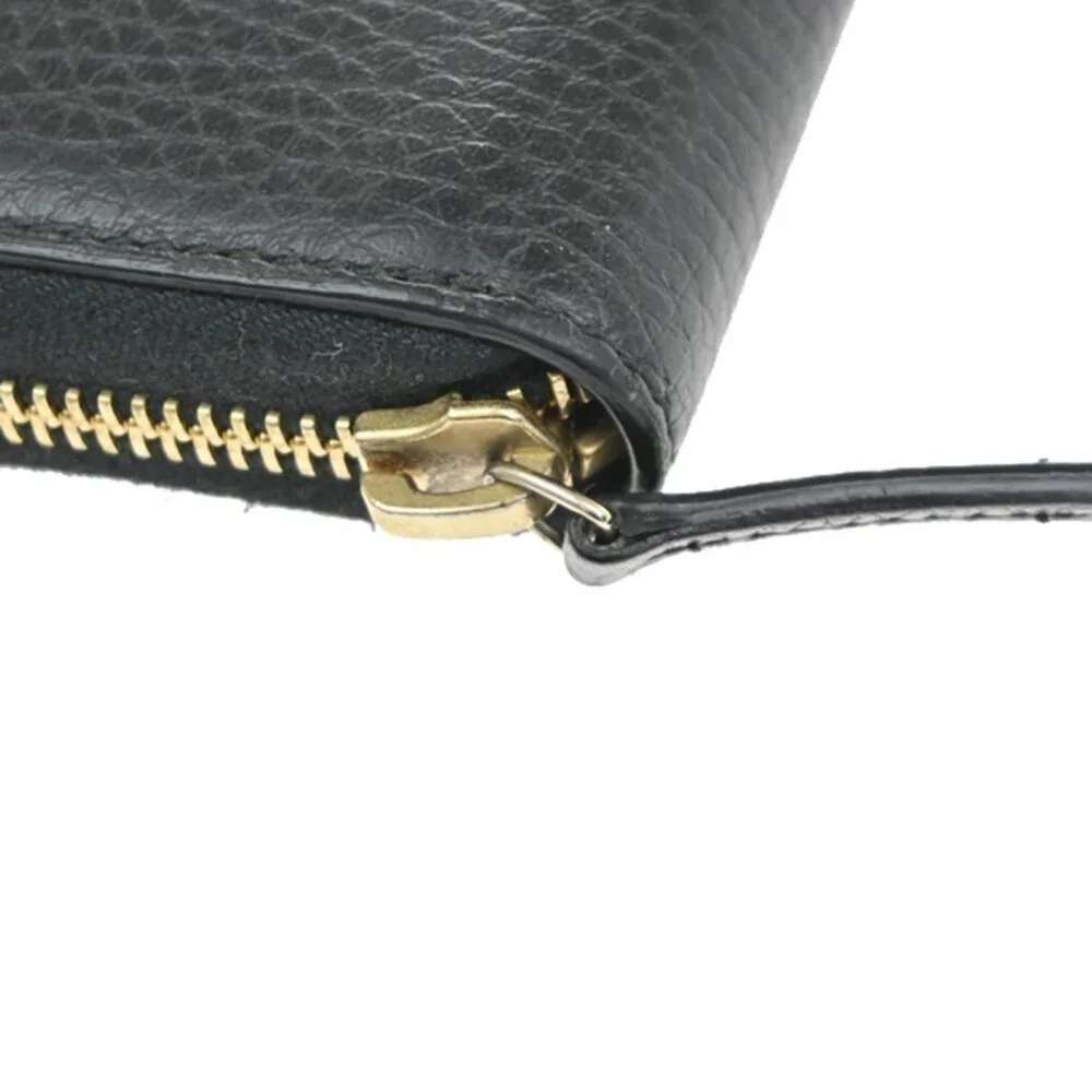 GUCCI Logo Interlocking G Zipper Around Long Wallet Leather Black GHW 38RL784 - Picture 8 of 13